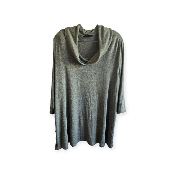 Zac & Rachel Woman Olive Green Cowl Neck Long Sleeve Stretch Top  2X - Picture 1 of 6